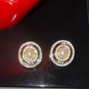 Dior Oval Opalescent and Silver Earrings